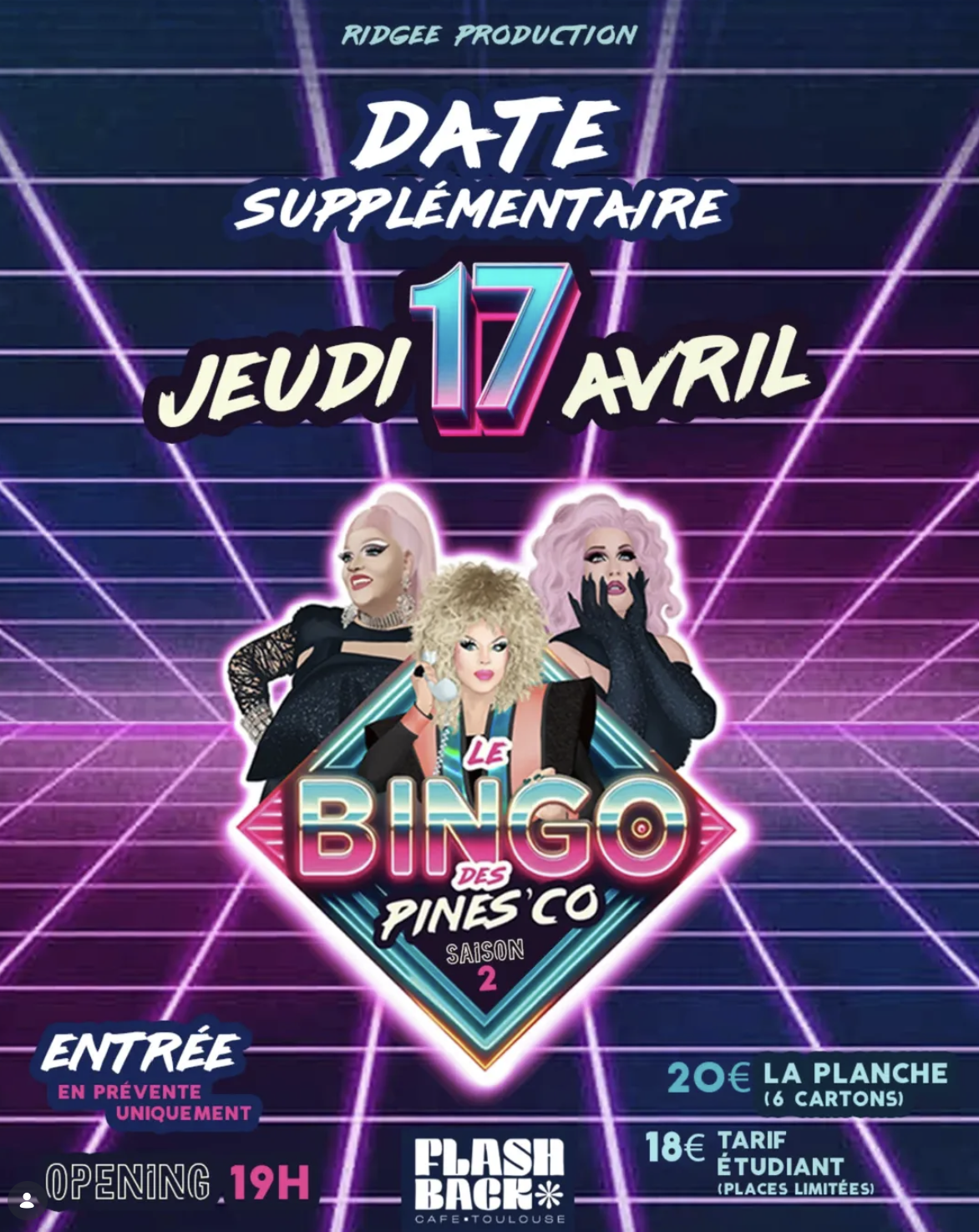 Affiche du Bingo des Pines'Co saison 2 au Flash Back Café Toulouse