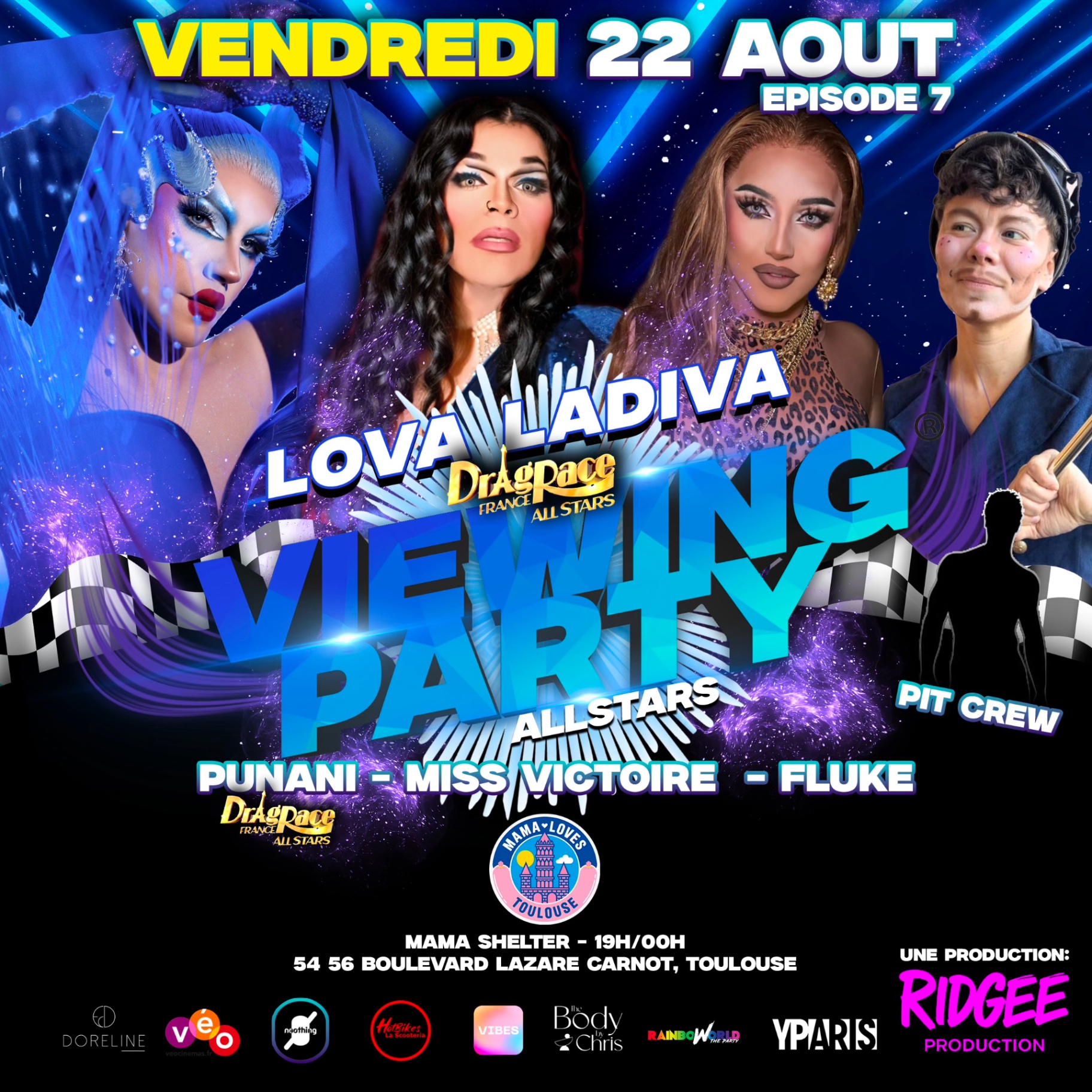 Affiche de viewing party Ridgee Production — Saison précédente